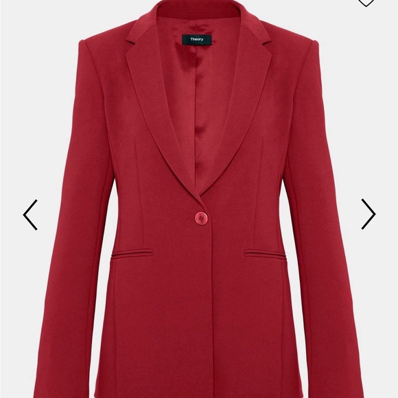Theory Crepe Power Jacket in Bright Raspberry, size 4 - Picture 3 of 11
